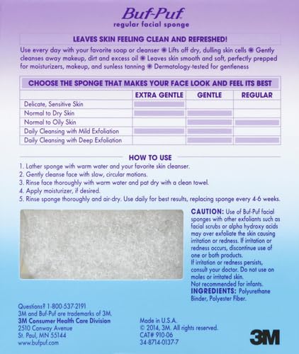 Buf-Puf Regular Facial Sponge, Dermatologist Developed, Removes Deep Down Dirt - Image 3