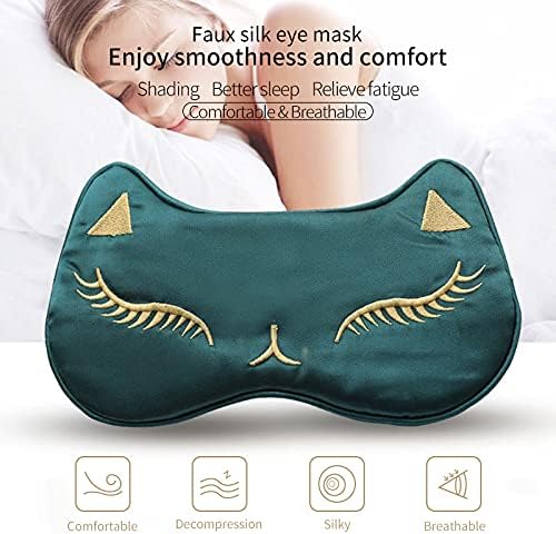 PERFECTSIGHT Cute Cat Sleep Eye Masks, Silk Sleep Eye Cover Lightweight - Image 2