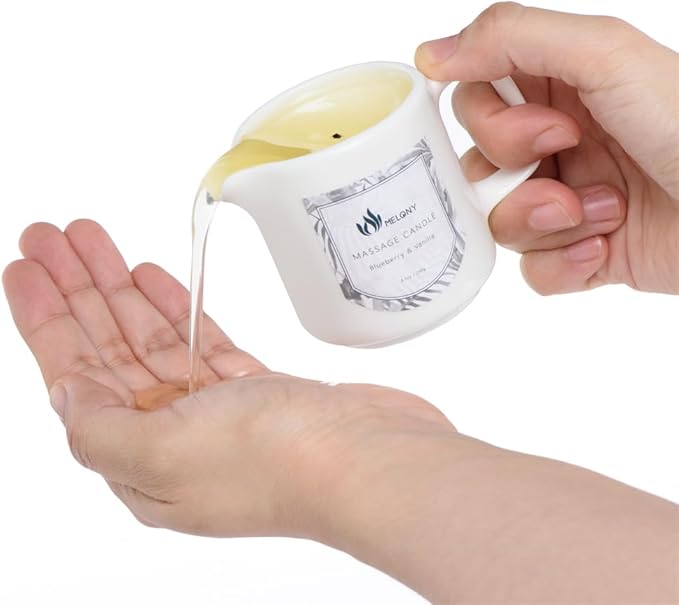 MELONY Soy Massage Oil Candle | Blue & Vanilla | Low Temp | 2.82 OZ / 80G | - Image 2