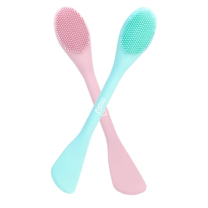 MSQ Silicone Face Mask Brush, Soft Facial Cleansing Scrubber, 2 Pack Double-End by MSQ