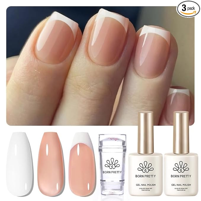Born Pretty French Manicure Kit, Nail Stamper and 2Pcs Gel Nail Polish by BORNPRETTY