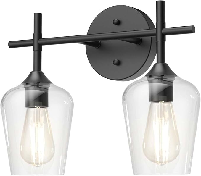 Ralbay Vintage Black Bathroom Light Fixtures 2-Lights Industrial Matte Black - Image 3