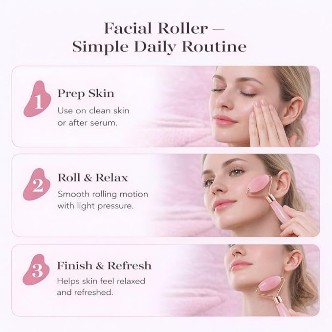 Jade-Style Roller and Gua Sha Set, Cooling Facial Massage Tools, Smooth Resin - Image 4