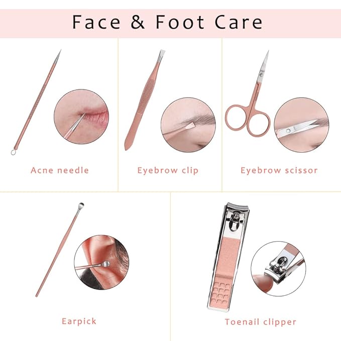 Pink Manicure Set Beauty Tool Portable 12 in 1 - Image 4