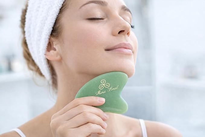 Mina Heal Gua Sha Facial Massager Set of 2 – Jade Guasha Lymphatic Drainage - Image 4