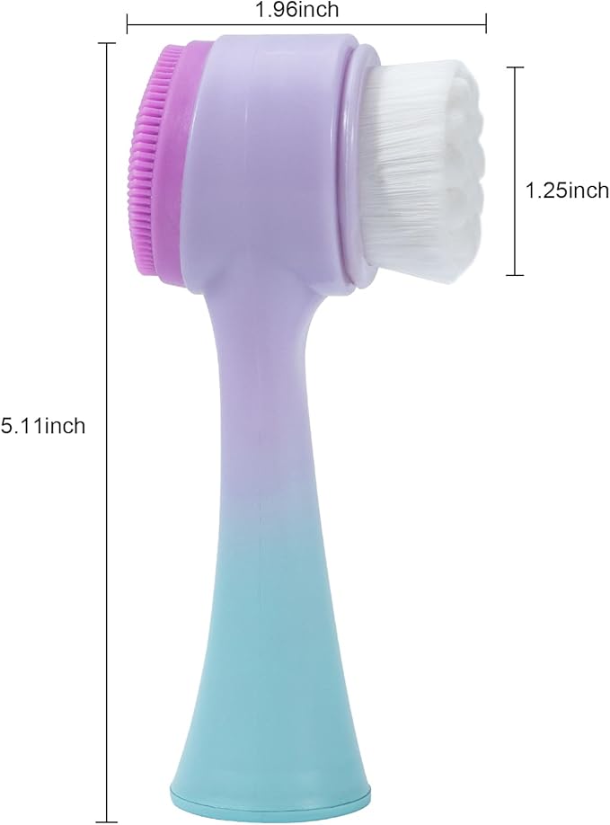 Face Brush 2 in 1, Silicone Facial Cleansing Exfoliating Brush Soft Bristles - Image 5