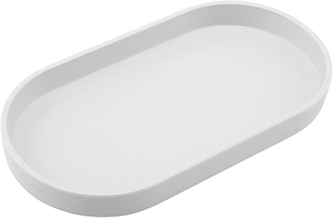 White Small Tray, Oval Tray for Bathtub Bathroom Vanity Items, Countertop by VCREATC-VCREATEFORCUSTOMER