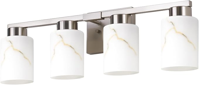 4-Light Bathroom Light Fixtures, Modern Vanity Lights, Brushed Nickel Metal - Image 8