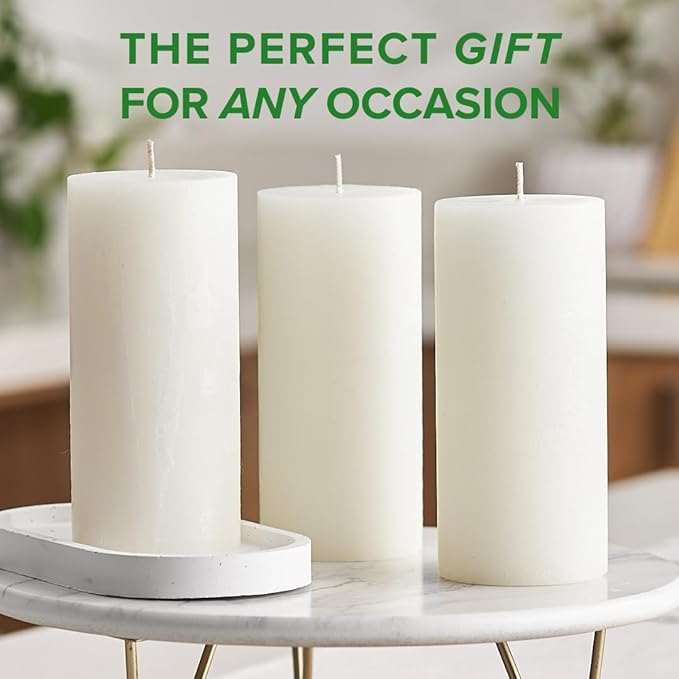 Simply Soson 3x6 inch Ivory Rustic Eucalyptus and Sage Pillar Scented Candle - Image 4