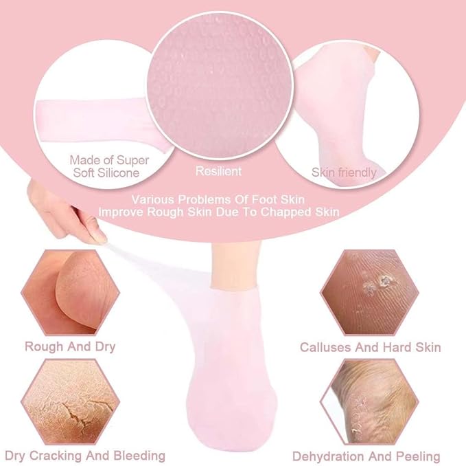 2 Pairs Silicone Moisturizing Glove Socks Set - Image 3