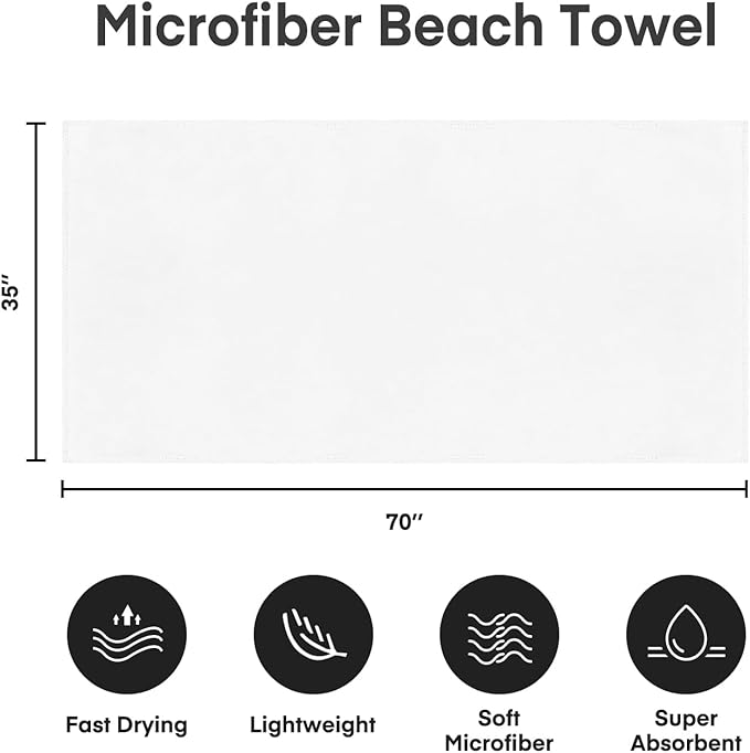 JML Microfiber Bath Towels, Oversized Bathroom Towel 2 Pack 40" x 80", Super - Image 2