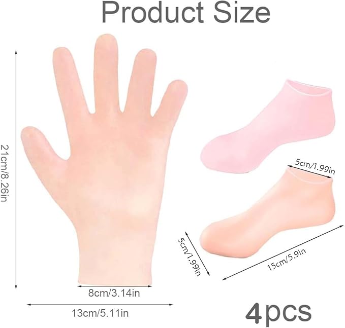2 Pairs Silicone Moisturizing Glove Socks Set - Image 2