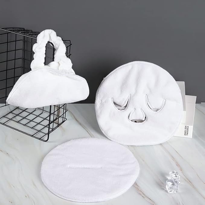 BLACKCROWN 3 Holes Towel Mask Reusable Face Towel Mask Cold Hot Compress Facial - Image 2
