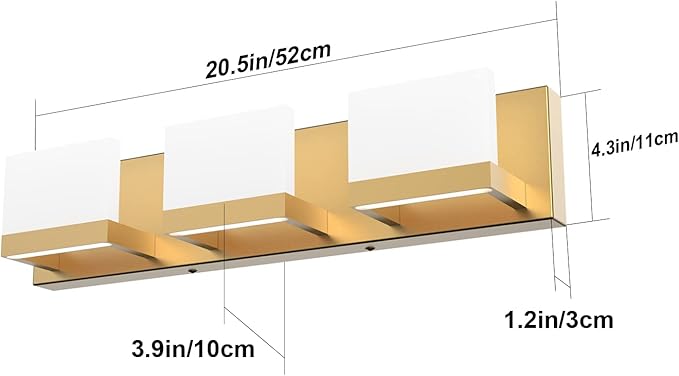Tipace Gold Bathroom Vanity Light Fixtures Modern LED 3 Lights Vanity Light - Image 8