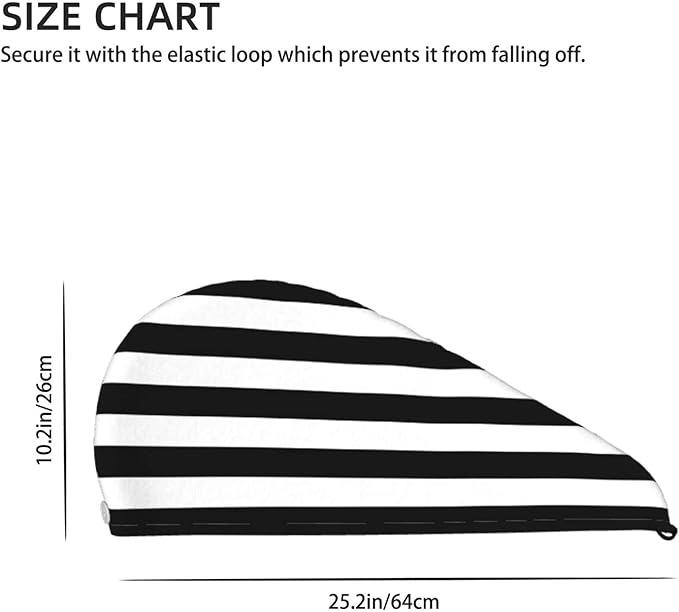 Black and White Stripe Hair Towel Wrap Microfiber Fast Drying Hair Turban - Image 4