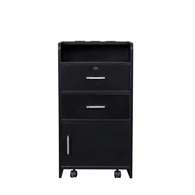 SSLine Modern Salon Station Black Floor Stand Styling Sation Wood Salon Cabinet - Image 5