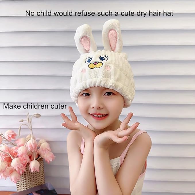 Animal Hair Drying Towel Caps, Cute Children Hair Drying Wrap as Gift - Image 5