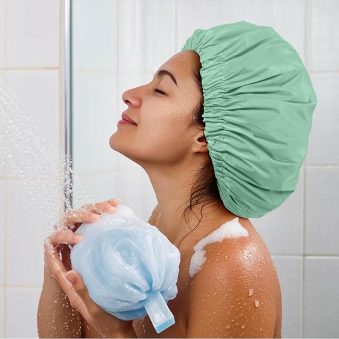 Reusable Shower Cap for Women, Large Waterproof Shower Bonnet - Image 4