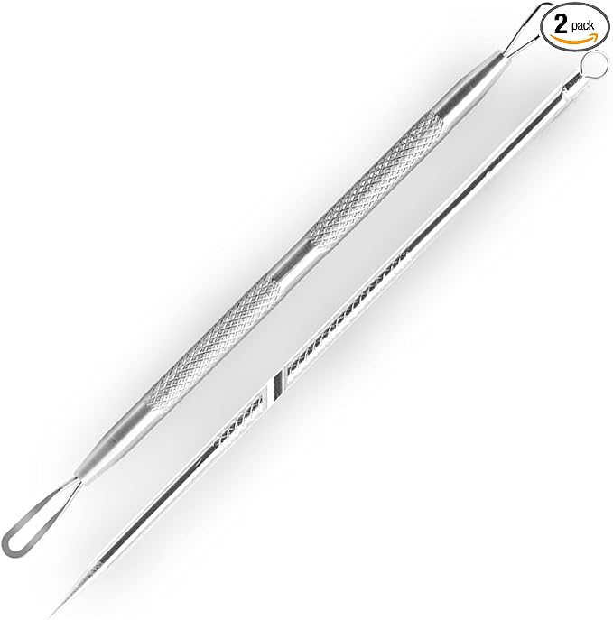 2 Pcs Pimple Extractor Tool 410 Grade Stainless Steel | Comedone Extractor by Dermated