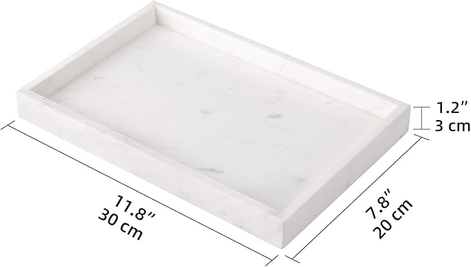 Marble Bathroom Vanity Tray, Natural Luxury Vanity Home Kitchen Bathroom Table - Image 4