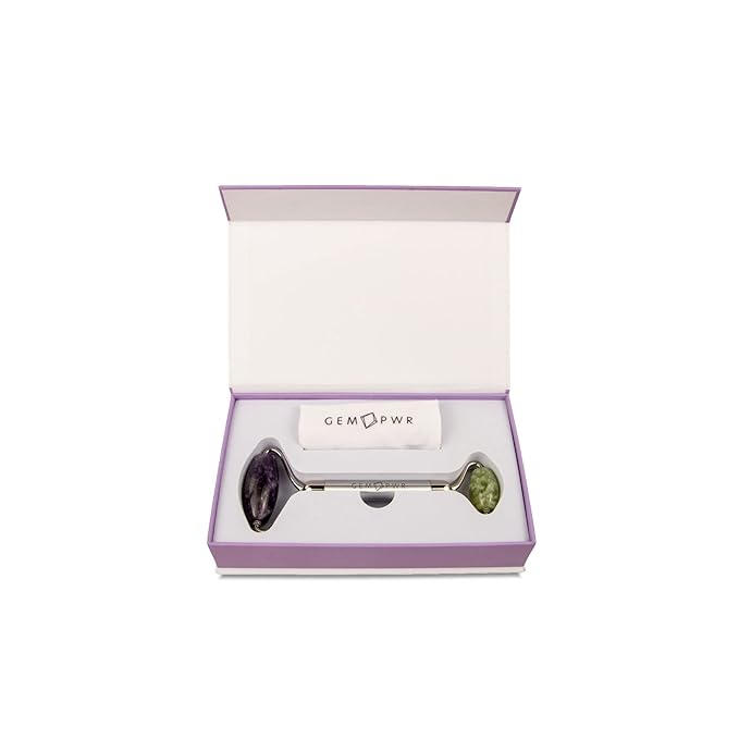 Amethyst + Jade Roller for Face and Neck Massage, Dual Gemstones - Image 6
