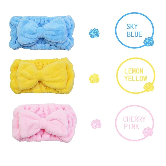 Chloven 7 Pcs Microfiber Bowtie Oversized Headbands Facial Makeup Headband - Image 5