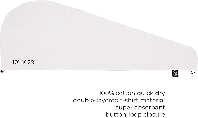 Elizabeth Roberts 100% Cotton T Shirt Hair Towel Wrap Plopping Essential Turban - Image 3