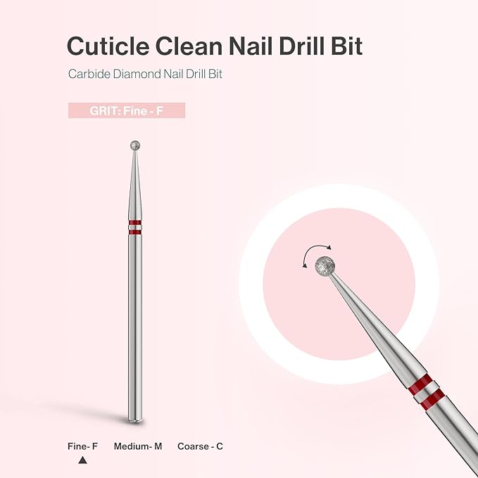 MelodySusie 1.8mm Ball Shape Cuticle Clean Nail Drill Bit 3/32'', Professional - Image 4