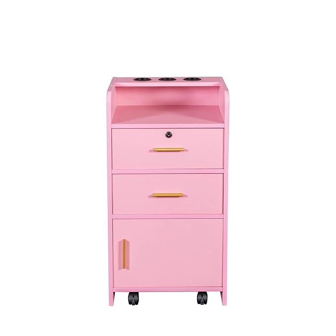 SSLine Modern Salon Station Pink Floor Stand Styling Sation Wood Salon Cabinet - Image 5