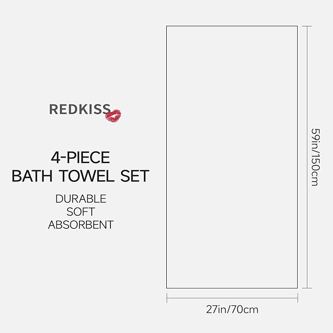 REDKISS Pink Bath Towels Set of 4, Extra Large Bath Sheets 27 X 59 Inches - Image 2