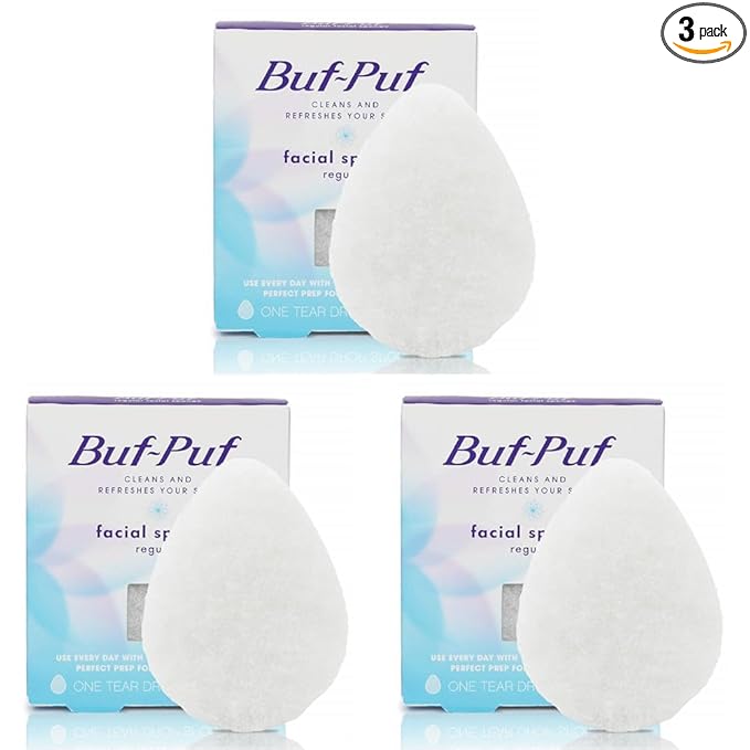 Buf-Puf Facial Sponge, Exfoliating | Dermatologist Developed | Reusable | White by Nexcare
