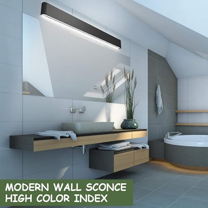 Aipsun 43.3in/40W Modern Black Vanity Light Fixtures LED Bathroom Wall Light Up - Image 3