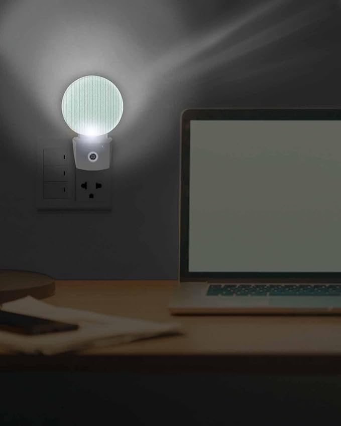 Night Lights Auto Sensor Teal Green Pinstripes Night Light Woven Denim Striped - Image 7