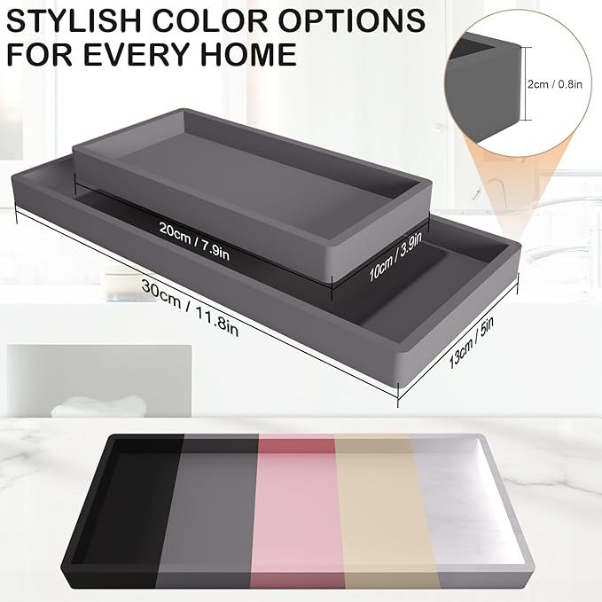 Silicone Bathroom Vanity Tray, 7.8 x 3.9 Inch Perfume Trays - Image 3