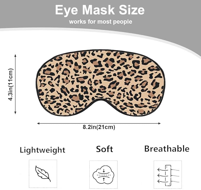Leopard Print Sleep Mask Eye Mask Animal Skin Brown Sleep Mask Light Blocking - Image 2