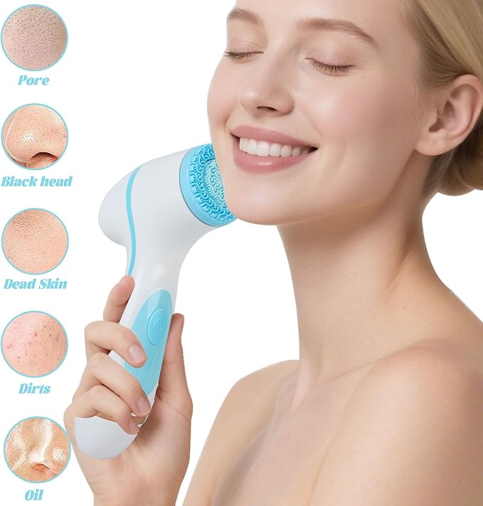 Facial Cleansing Brush, 3in1 Silicone Face Scrubber, Waterproof Facial Scrubber - Image 5