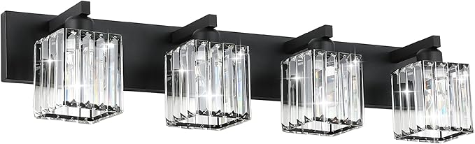 Aipsun Black Light Fixtures Bathroom Vanity Light Crystal Modern Vanity Light by Aipsun