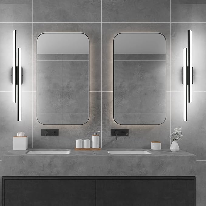Ralbay 40" LED Black Vanity Light 40W Frosted Aluminum Modern LED Black - Image 2