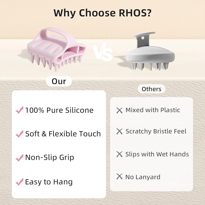 RHOS Shampoo Brush, Soft Silicone Scalp Scrubber, Scalp Massager - Image 3