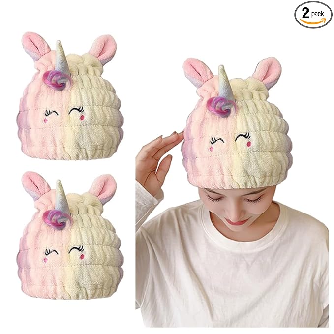 Animal Hair Drying Towel Cap for Kids, Absorbent Quick Girls Boys Hair Drying by Nawpheki