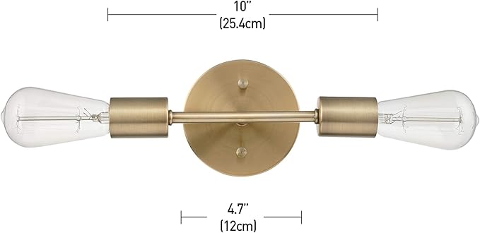 Globe Electric 2-Light Vanity Light, Matte Brass, Open Socket, Horizontal - Image 6