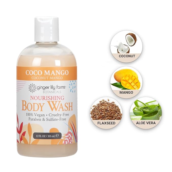 Ginger Lily Farms Botanicals Nourishing Body Wash, Coco Mango, 100% Vegan & - Image 5