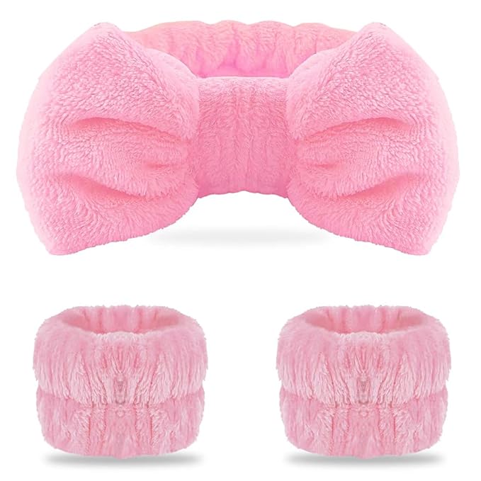WSYUB Pink Spa Headband and Wristband Set by WSYUB