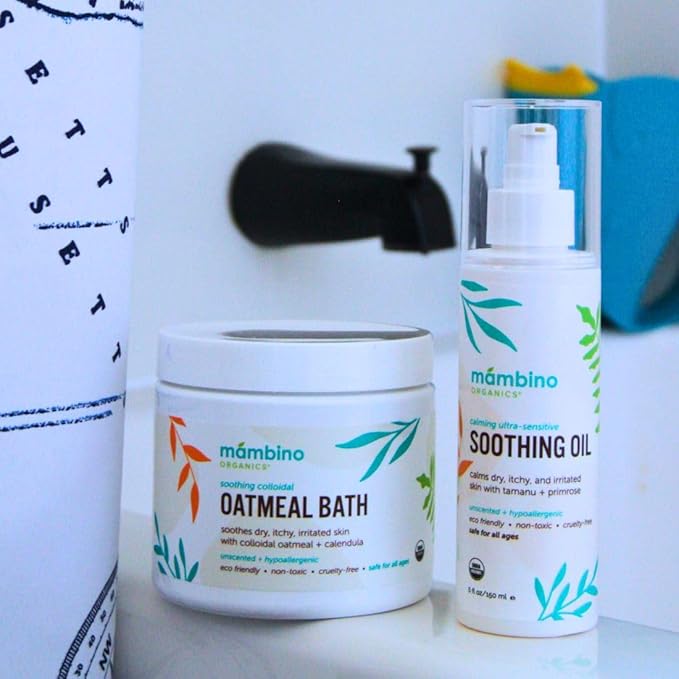 Mambino Organics Calming Skin Set, Oatmeal Bath Soak Powder & Soothing Body Oil - Image 6