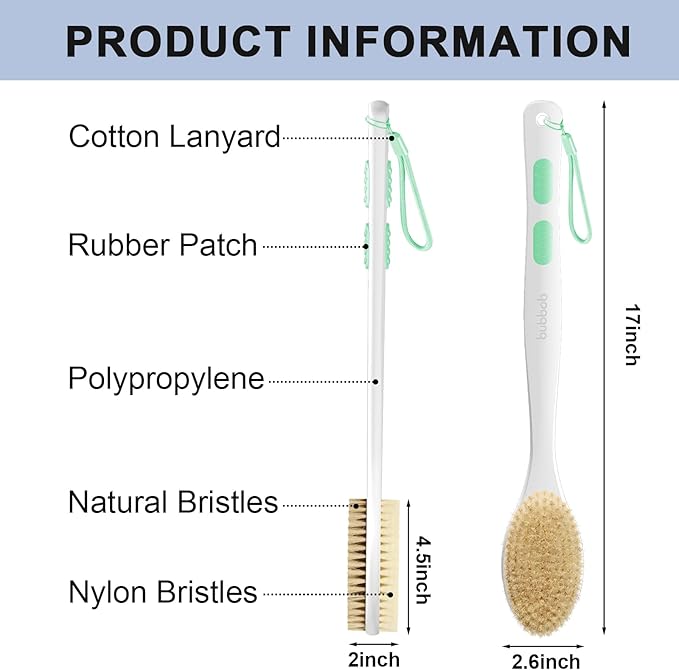 Back Scrubber for Shower with Long Handle, Exfoliating Bath Brush for Body - Image 6