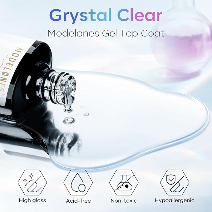 modelones Gel Top Coat, Acrylic Nails Soak Off Nail Lamp Nail Art Home and - Image 9