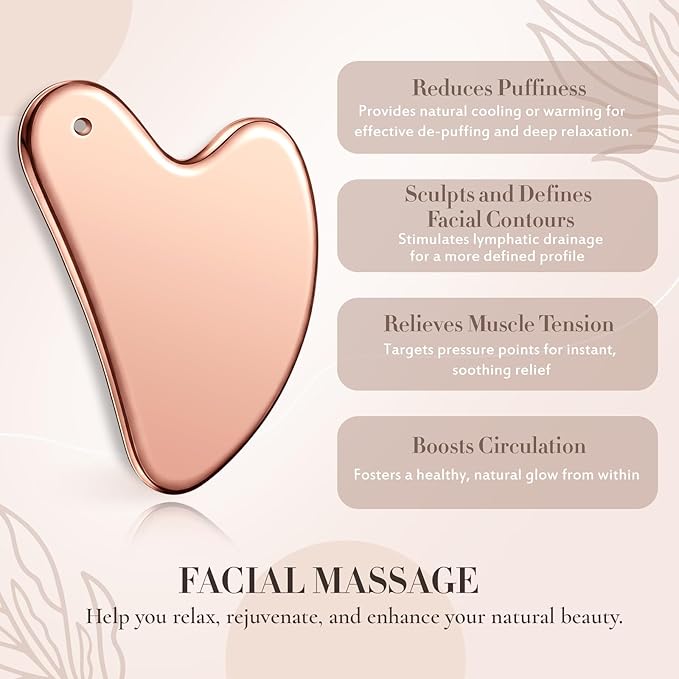 Nuanchu Stainless Steel Gua Sha Facial Tool, Metal Gua Sha - Image 5