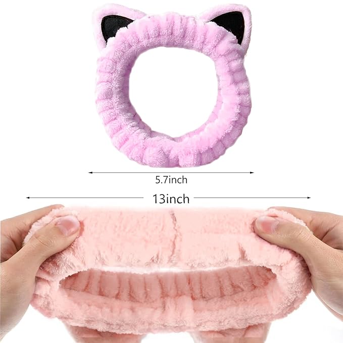 2 Pcs Cat Ears Headband, Cute Spa Headbands - Image 6