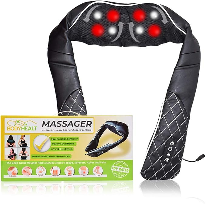 Shiatsu Neck Massager for Pain Relief Deep Tissue by BodyHealt