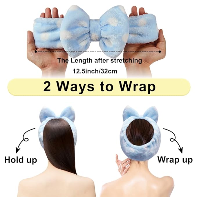Shintop Sweet Super Soft Caroset Polka Dots Wash Cosmetic Headband Hairlace - Image 3